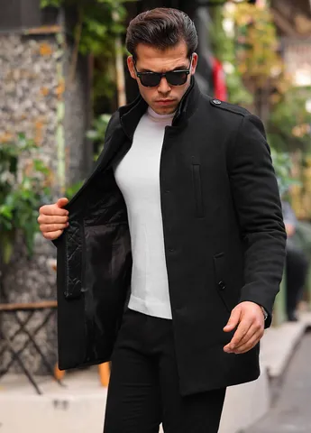 Черное демисезонное Пальто однобортное Trend Collection