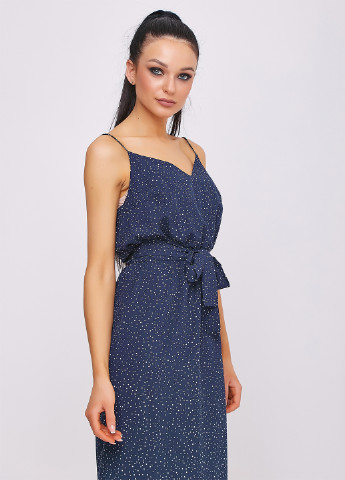 Темно-синее кэжуал платье ST-Seventeen в горошек