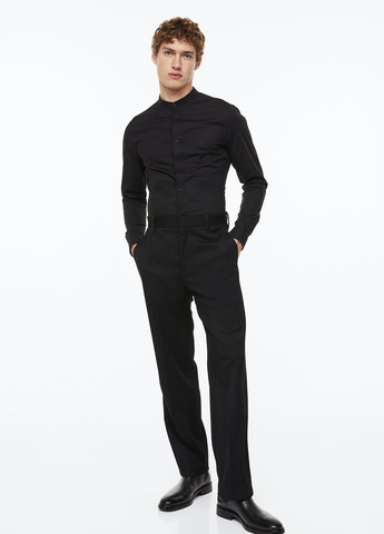Сорочка H&M однотонна чорна кежуал бавовна