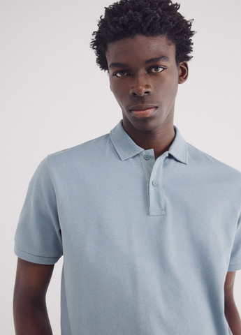 Бирюзовая футболка-поло для мужчин Springfield однотонная