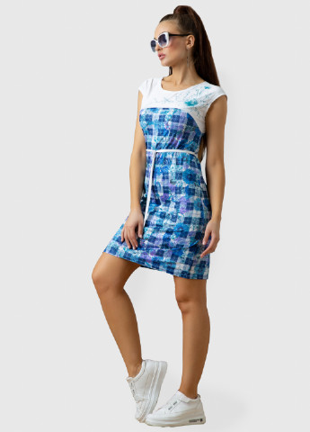 Блакитна кежуал плаття, сукня ST-Seventeen в клітинку