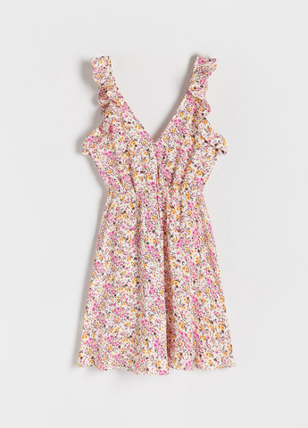 Комбинированное кэжуал платье клеш Reserved с цветочным принтом