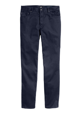 Темно-синие кэжуал демисезонные зауженные брюки H&M