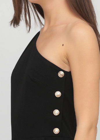 Комбинезон Arefeva комбинезон-брюки однотонный чёрный вечерний вискоза