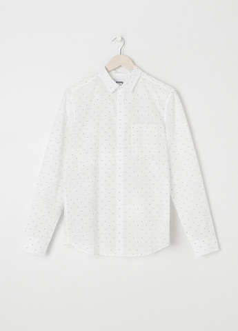 Белая кэжуал рубашка с геометрическим узором Sinsay