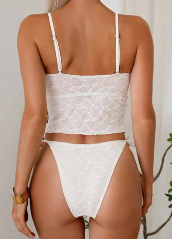 Молочний літній купальник (ліф, трусики) топ, роздільний SHEIN