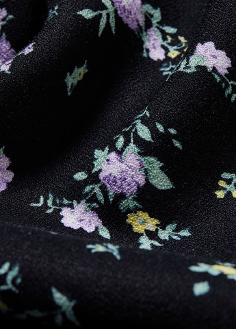 Черная кэжуал цветочной расцветки юбка C&A а-силуэта (трапеция)