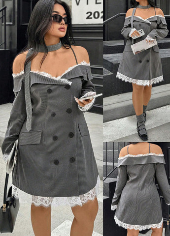 Сіра кежуал сукня а-силует SHEIN в смужку