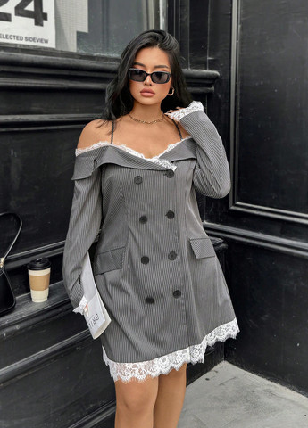 Сіра кежуал сукня а-силует SHEIN в смужку