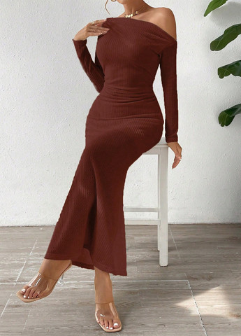 Коричнева кежуал сукня годе SHEIN однотонна