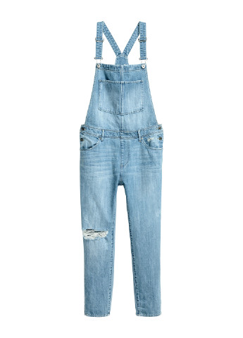 Комбінезон H&M комбінезон-брюки однотонний блакитний джинсовий