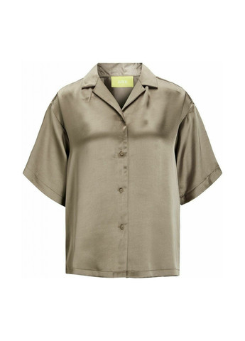 Оливковковая (хаки) кэжуал рубашка однотонная JACK&JONES