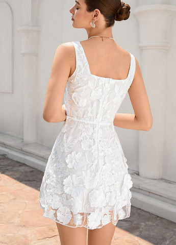 Белое праздничный, кэжуал платье клеш SHEIN однотонное