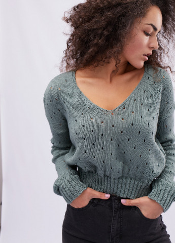 Темно-зеленый зимний пуловер пуловер Carica