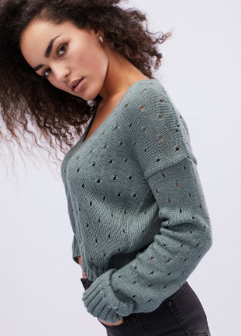 Темно-зеленый зимний пуловер пуловер Carica