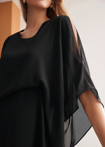 Чорна кежуал сукня а-силует, оверсайз SHEIN однотонна