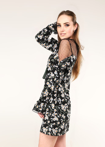 Черное кэжуал платье Dario Richi с цветочным принтом
