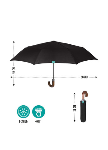 Чорна} парасоля Perletti середня (363636309)