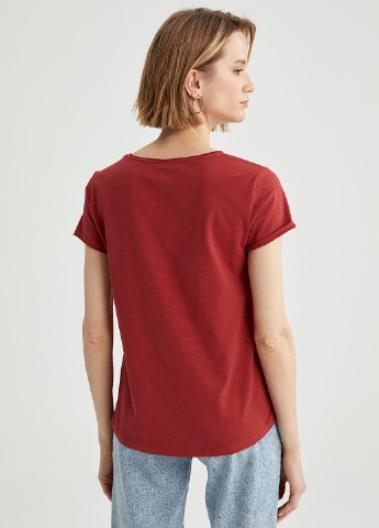 Темно-червона літня футболка DeFacto