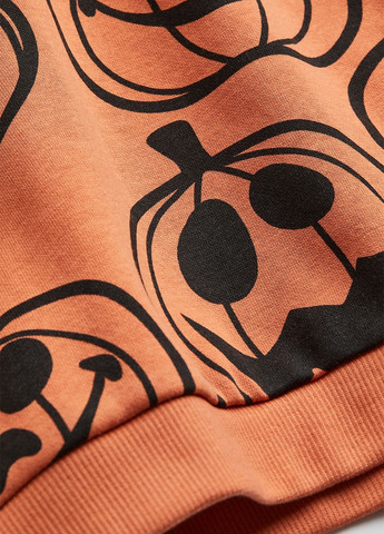 H&M світшот малюнок помаранчевий кежуал бавовна, футер