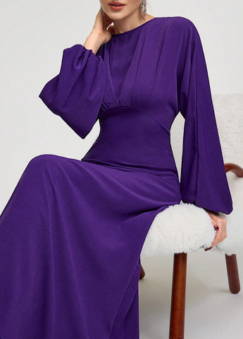 Фіолетова вечірня сукня кльош, в стилі армпір SHEIN однотонна