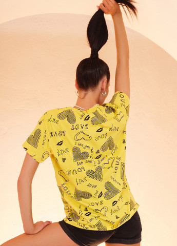 Желтая всесезон футболка женская с коротким рукавом ISSA PLUS WN20-286
