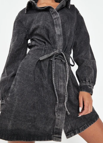 Темно-сіра джинсова сукня сукня-сорочка Missguided однотонна