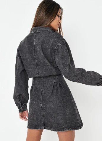 Темно-сіра джинсова сукня сукня-сорочка Missguided однотонна