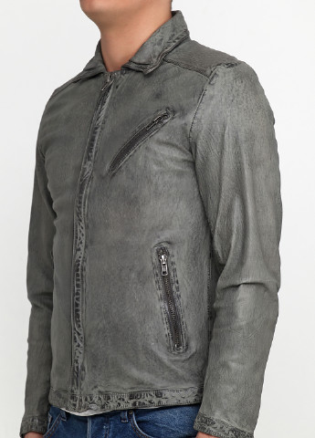 Серая демисезонная куртка кожаная Tom Tailor