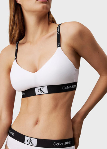 Белый топ бюстгальтер Calvin Klein без косточек хлопок