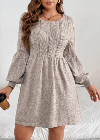 Кремовое кэжуал платье клеш SHEIN меланжевое