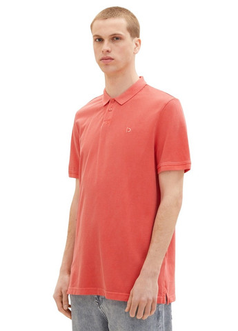 Коралловая футболка-поло для мужчин Tom Tailor однотонная