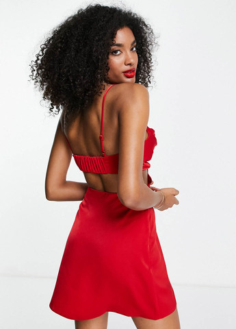 Красное коктейльное платье с открытой спиной, клеш Asos однотонное
