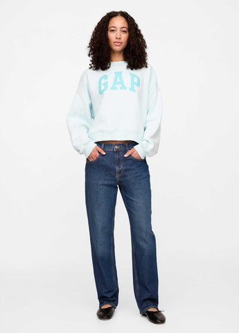 Блакитний світшот Gap логотип без декору (336933311)
