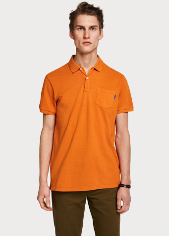 Оранжевая футболка-поло для мужчин Scotch&Soda однотонная
