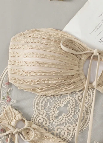 Пудровий літній купальник (ліф, трусики) роздільний, бандо SHEIN