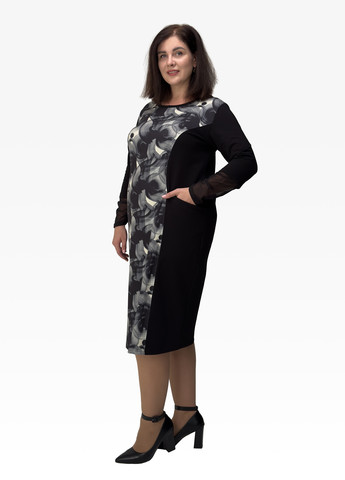 Чорна кежуал сукня футляр Hookk Design з абстрактним візерунком