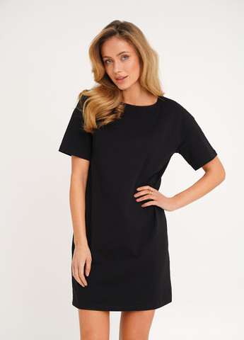 Черное кэжуал футболка-платье женская черная платье-футболка KASTA design однотонное