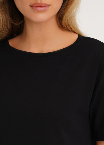 Черное кэжуал футболка-платье женская черная платье-футболка KASTA design однотонное
