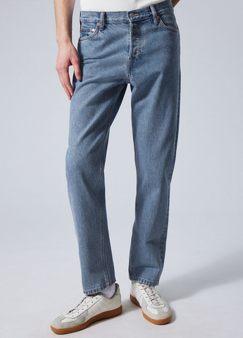 Голубые демисезонные прямые джинсы Weekday
