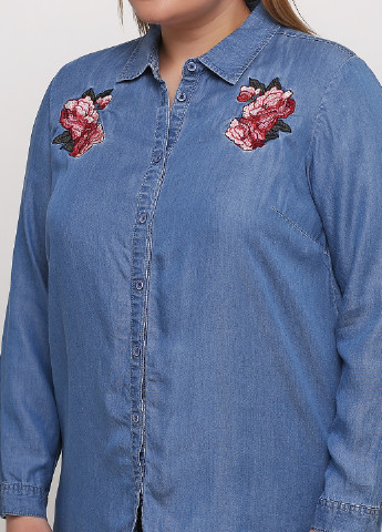 Голубой джинсовая рубашка с цветами Ciso