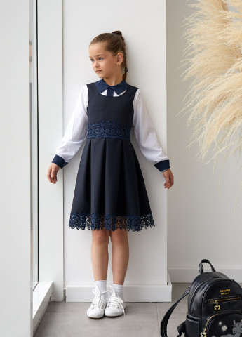 Школьный сарафан для девочки темно-синий No Brand (253518077)