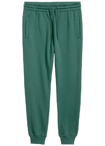 Зеленые спортивные демисезонные прямые брюки H&M