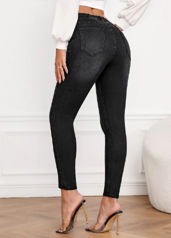 Черные демисезонные джеггинсы SHEIN