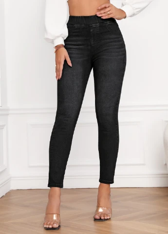 Черные демисезонные джеггинсы SHEIN