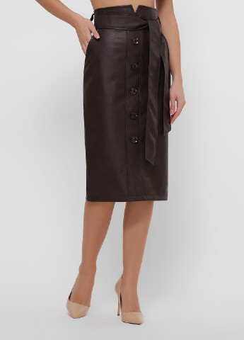 Темно-коричневая кэжуал однотонная юбка Fashion Up карандаш