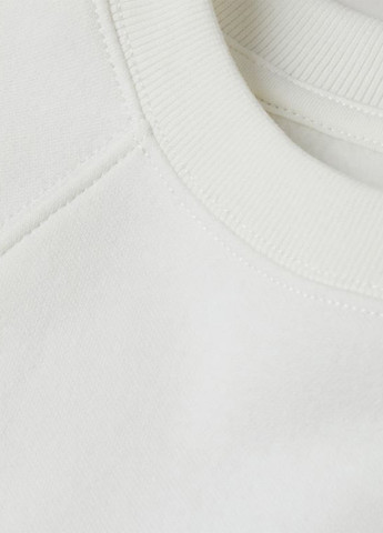 Світшот H&M - Вільний крій однотонний білий кежуал бавовна, трикотаж - (292304911)