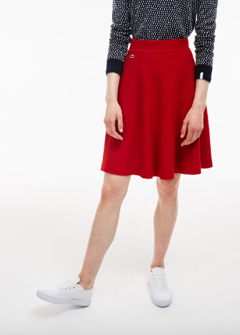 Красная кэжуал однотонная юбка Lacoste клешированная