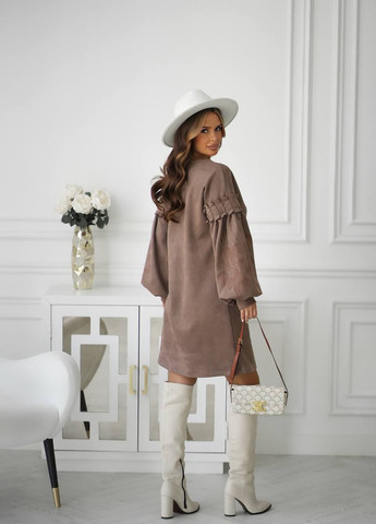 Темно-бежева кежуал сукня No Brand однотонна