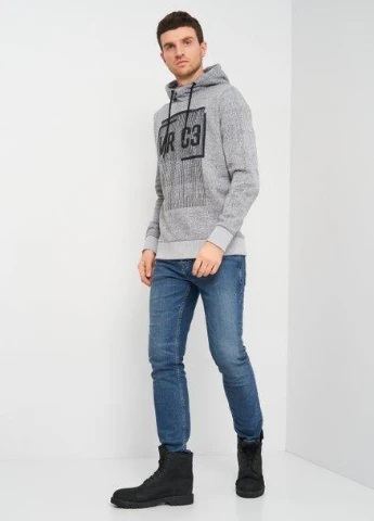 Худі,сірий-чорний з принтом, JACK&JONES (255170654)